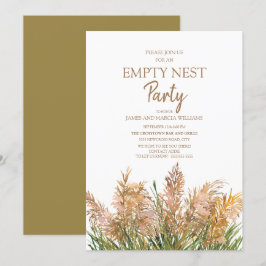 Convite Festa de Ninho Vazio com Grama de Pampas Marrom Ve