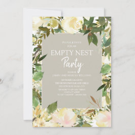 Convite Festa de Ninho Vazio Floral Branco Cremoso Verde S