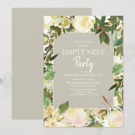 Convite Festa de Ninho Vazio Floral Branco Cremoso Verde S