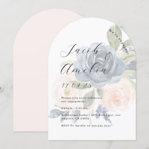 Convite Festa de Noivado Arco Naval Floral Blush Moderna