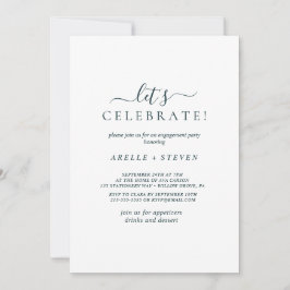 Convite Festa de noivado azul e branca simples