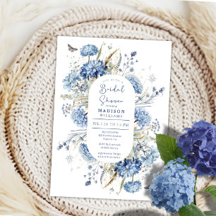 Convite Festa de Noivado Boho Chic Flor Silvestre Azul Des