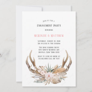 Convite Festa de noivado Boho Deer Antlers e Florals