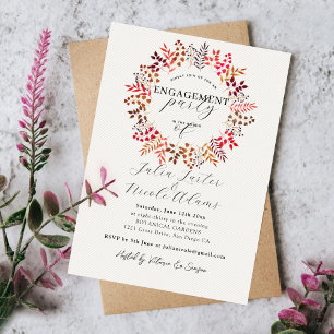 Convite Festa de noivado Botânica Eucalyptus Leaf Wreath