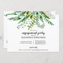 Festa de noivado botânica verde elegante do