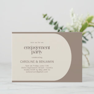 Convite Festa de noivado castanho mínimo de cor moderna