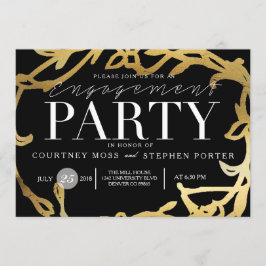 Convite Festa de noivado Chic | Dourado Floral