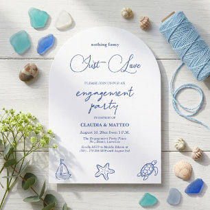Convite Festa de Noivado Chic Just Love Sea Life