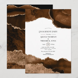 Convite Festa de Noivado com Aquarela em Ágata Desert Gold