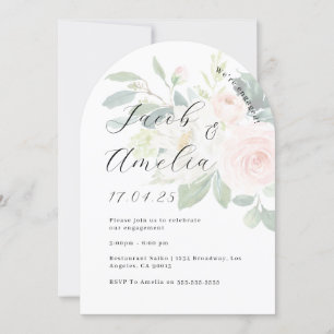 Convite Festa de Noivado com Arco Moderno Floral Blush