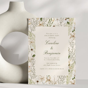 Convite Festa de Noivado com Elegante Rotulo Floral Verde