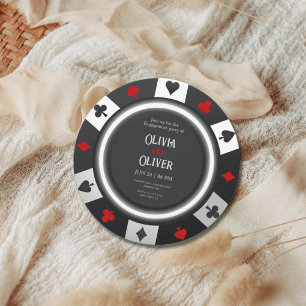 Convite Festa de noivado com fichas de pôquer do Casino La