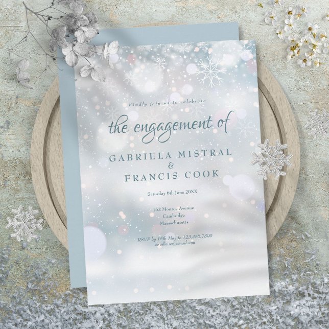 Convite Festa de Noivado com Primeiros Flocos de Neve (First Snowflakes Engagement Party Invitation)