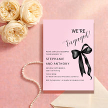 Festa de Noivado Coquette Rosa Bege com Laço Preto