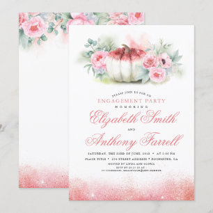 Convite Festa de noivado cor-de-rosa da queda da abóbora