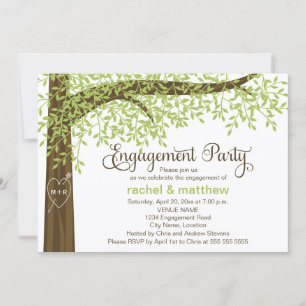 Convite Festa de noivado da árvore do primavera e do ver