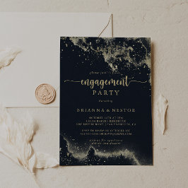 Convite Festa de noivado de abertura Dourada de água