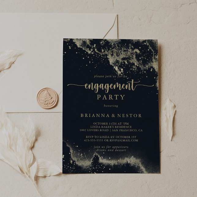 Convite Festa de noivado de abertura Dourada de água (Criador carregado)