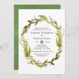 Convite Festa de noivado de algas marinhas náuticas por aq