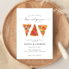 Convite Festa de noivado de Amor e Pizza