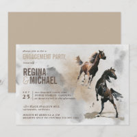 Festa de noivado de Aquarela de Cavalo Selvagem