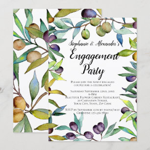 Convite Festa de noivado de Aquarela do Tuscano