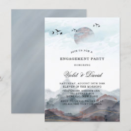 Convite Festa de noivado de Aquarela Japonesa