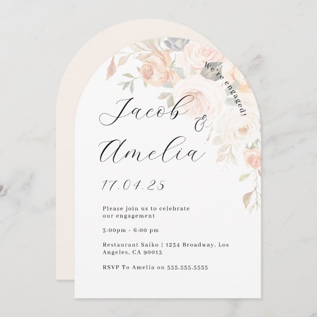 Convite Festa de noivado De Arco Floral De Laranja Molhada (Frente/Verso)