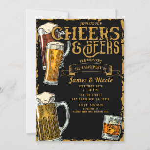 Convite Festa de noivado de Bar Dourada Black Pub para Che