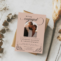 Festa de noivado de Caligrafia de Script Beige e P