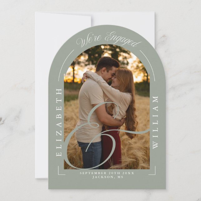 Convite Festa de noivado de Caligrafia do Arco de Fotograf (Frente)