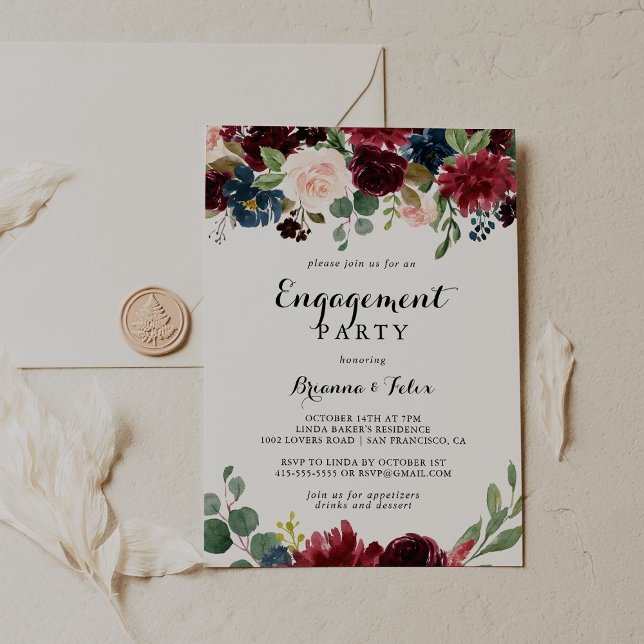 Convite Festa de noivado de Caligrafia Moderna do outono (Criador carregado)