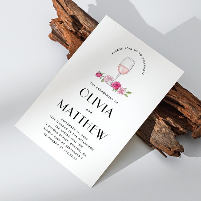 Convite Festa de noivado de casamento do vinho floral Eleg (Criador carregado)