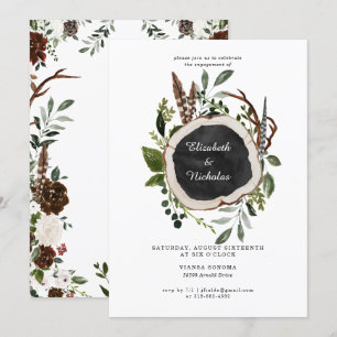 Convite Festa de noivado de Casamento Floral Rustic Countr