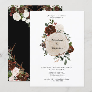 Convite Festa de noivado de Casamento Floral Rustic Countr