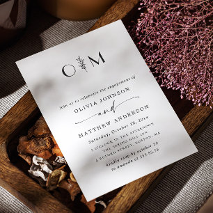 Convite Festa de noivado de Casamento Formal Minimalista E