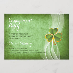 Convite Festa de noivado de casamento irlandesa do trevo e