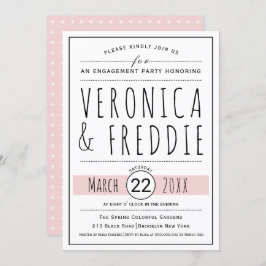 Convite Festa de noivado de casamento rosa-claro com tipog