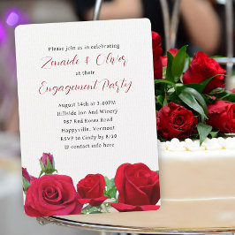 Convite Festa de noivado de Casamento Rosa vermelha