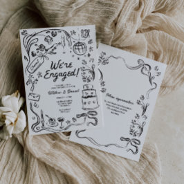 Convite Festa de noivado De Casamento Whimsical Desenhado 