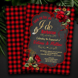 Convite Festa de noivado de Churrasco de Xadrez de Buffalo