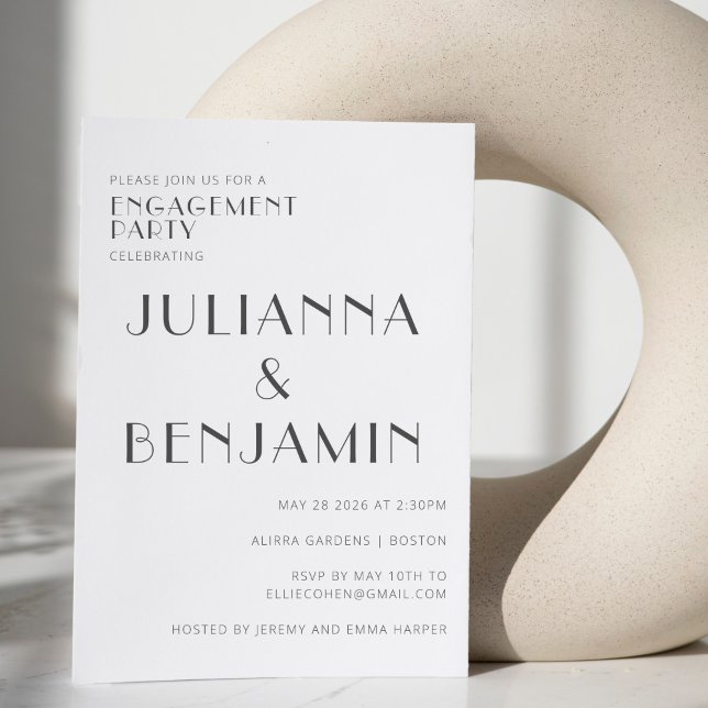 Convite Festa de noivado de Deco de Arte Branca Elegante (Criador carregado)