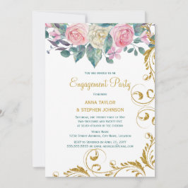 Convite Festa de noivado de espirais Douradas da Glitter B