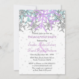 Convite Festa de noivado de flocos de neve roxos de invern