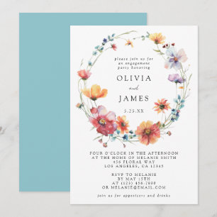 Convite Festa de noivado de flor selvagem