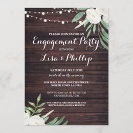 Convite Festa de noivado de Flores Brancas Chá de Madeira