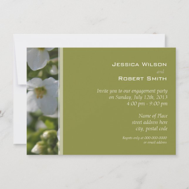 Convite festa de noivado de flores brancas frescas (Frente)