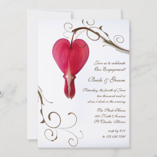Convite Festa de noivado de Flores do Coração Vermelho