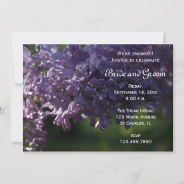 Convite Festa de noivado de Flores Liláticas Roxas