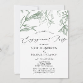Convite Festa de noivado de Folhas Botânicas Verde